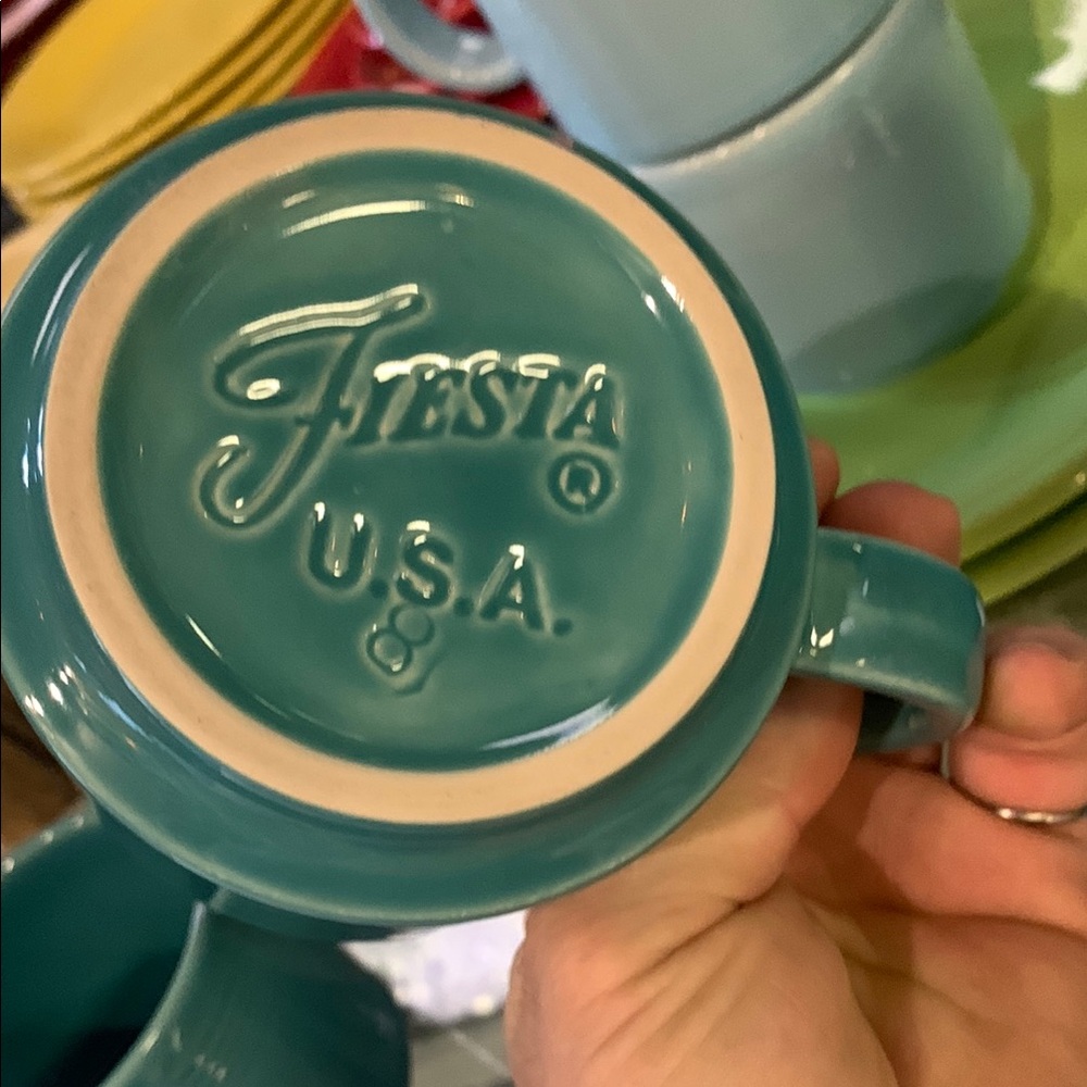 Fiesta Stackable Turquoise Ceramic Mug with Comfortable Handle - Picture 2 of 4